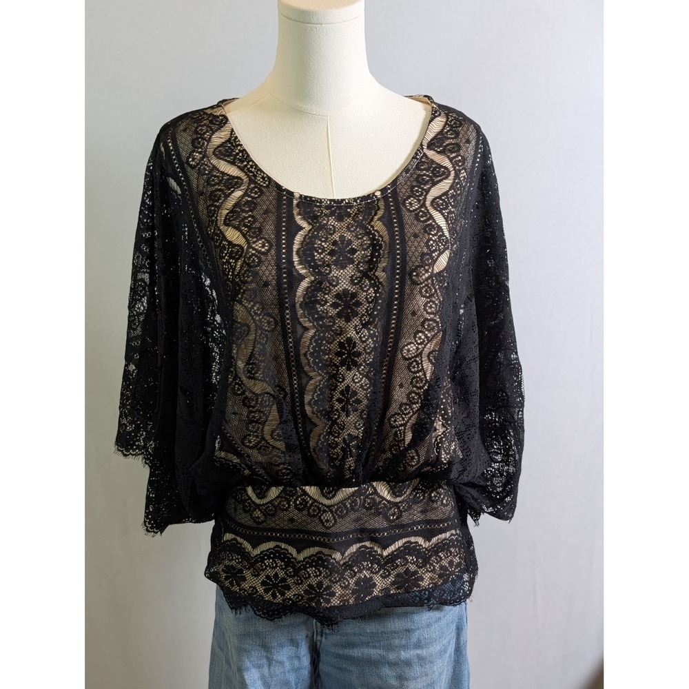 Solitaire Black S Flower Lace 3/4  Boho Whimsygoth Feminine Festival Texture
